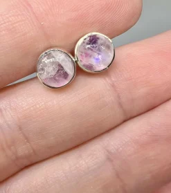 Pink moonstone round studs