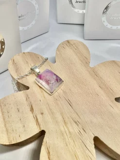 Pink moonstone square necklace