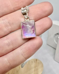 Pink moonstone square necklace