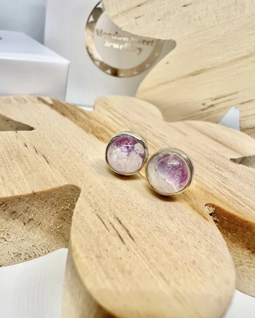 Pink Moonstone Stud Earrings