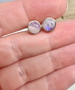 Pink Moonstone Stud Earrings