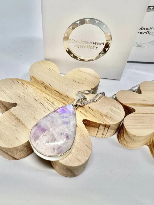Pink moonstone teardrop necklace