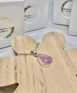 Pink moonstone teardrop necklace