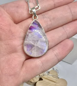 Pink moonstone teardrop necklace