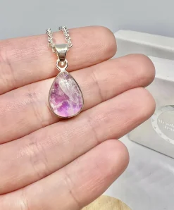 Pink moonstone teardrop necklace