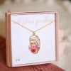 Pink Real Flower Face Necklace Gold Plated