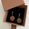 Pink Sun Hoop Earrings