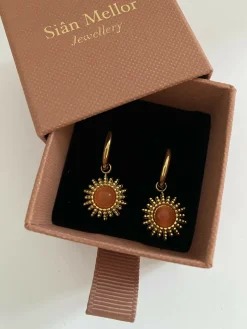 Pink Sun Hoop Earrings