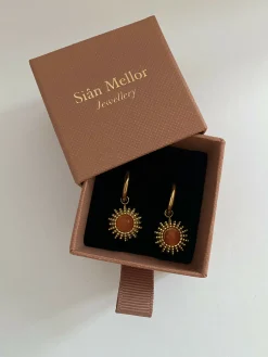Pink Sun Hoop Earrings