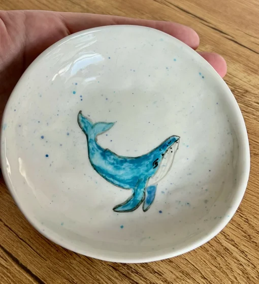 Porcelain Hand Painted Whale Dish