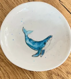 Porcelain Hand Painted Whale Dish