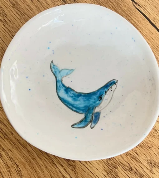 Porcelain Hand Painted Whale Dish