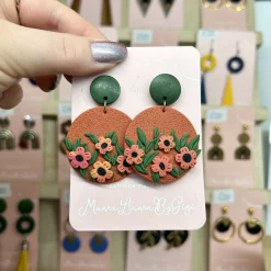 Pumpkin - Orange Flower Clay Earrings