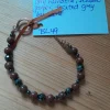 Pure Copper, Leaf Embossed Toggle Catch Bracelet with Grey Hematite, S