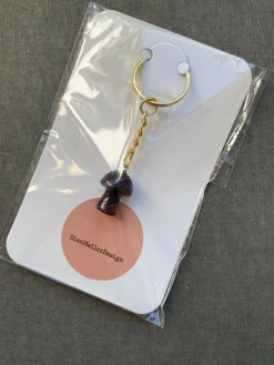 Purple stone mushroom keyring