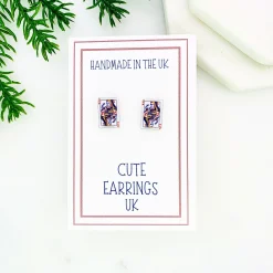Queen Of Hearts Playing Card Stud Earrings