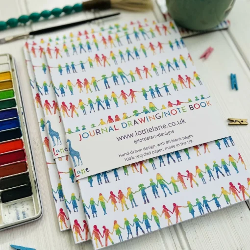Rainbow Children Recycled Journal Notebook