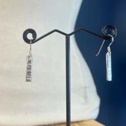 Rectangle Drop Earrings - Silver Textured Earrings