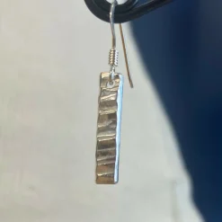 Rectangle Drop Earrings - Silver Textured Earrings