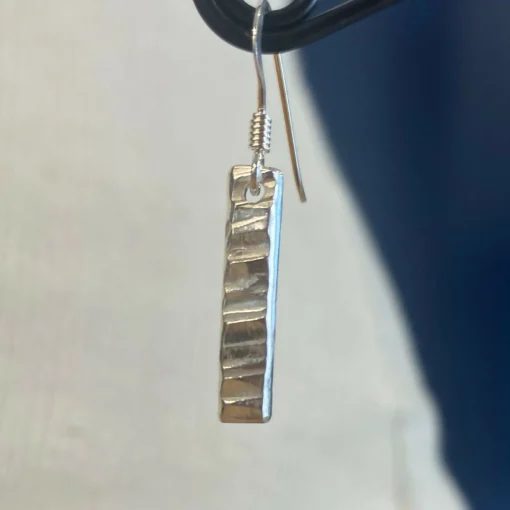 Rectangle Drop Earrings - Silver Textured Earrings