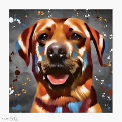 RED FOX LABRADOR DOG - COLOUR SPLASH MOUNTED ARTWORK.