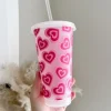 Retro Hearts 24oz Cold Cup