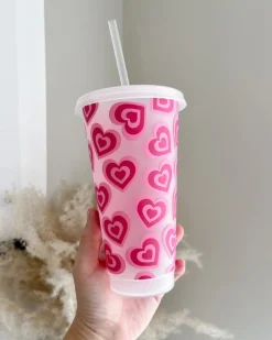 Retro Hearts 24oz Cold Cup