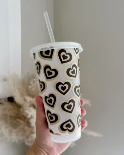 Retro Hearts 24oz Cold Cup