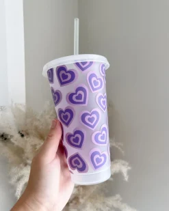 Retro Hearts 24oz Cold Cup