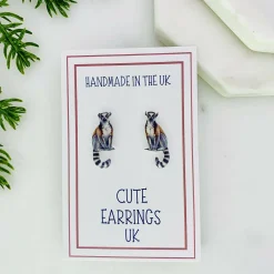 Ring Tail Lemur Stud Earrings