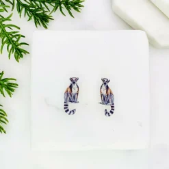 Ring Tail Lemur Stud Earrings