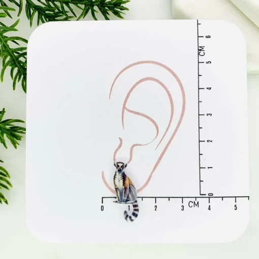 Ring Tail Lemur Stud Earrings