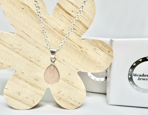 Rose Quartz teardrop necklace