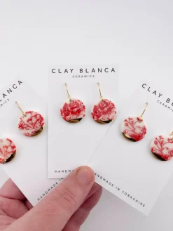 Round Red China Dangles with gold tips