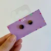 Round Wooden Black Opaque Resin Studs