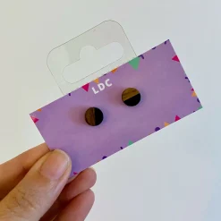 Round Wooden Black Opaque Resin Studs