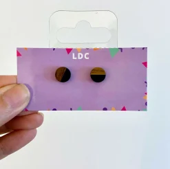 Round Wooden Black Opaque Resin Studs