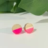 Round Wooden Pink Clear Resin Studs