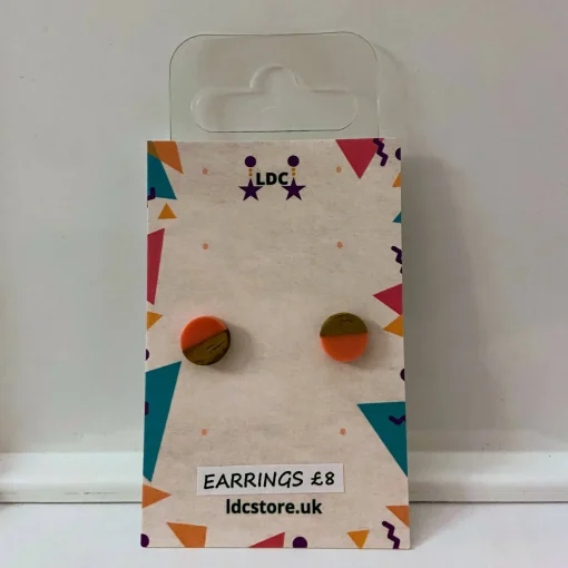 Round Wooden Pink Opaque Resin Studs