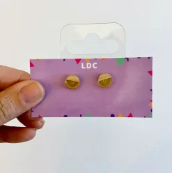 Round Wooden Yellow Clear Resin Studs