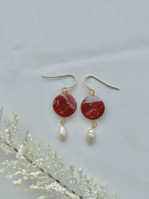 Ruby Sky No. 3 - Handmade Polymer Clay Earrings