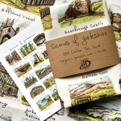 Scenes of Yorkshire Illustrated Tea Towel