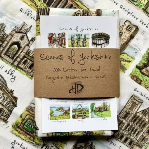 Scenes of Yorkshire Illustrated Tea Towel