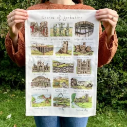 Scenes of Yorkshire Illustrated Tea Towel