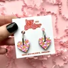 Small Pink Confetti Heart Hoop Earrings
