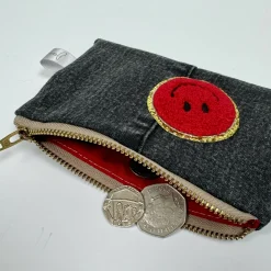 Smiley 3D Face Upcycled Purse - Red