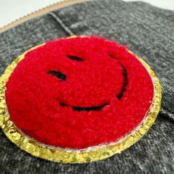 Smiley 3D Face Upcycled Purse - Red