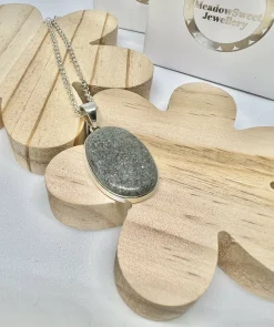 Specular hematite oval necklace