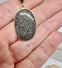 Specular hematite oval necklace