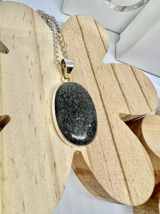 Specular hematite oval necklace